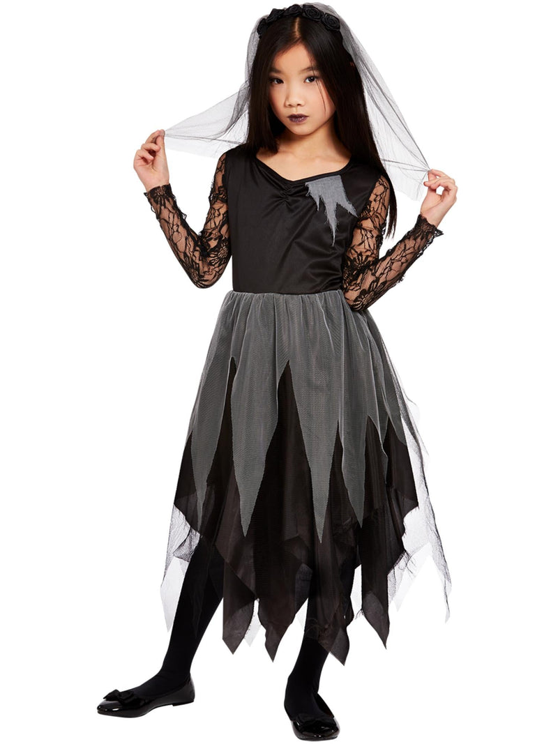 Girls’ Grave Yard Bride Costume – Dress & Veiled Rose Headband
